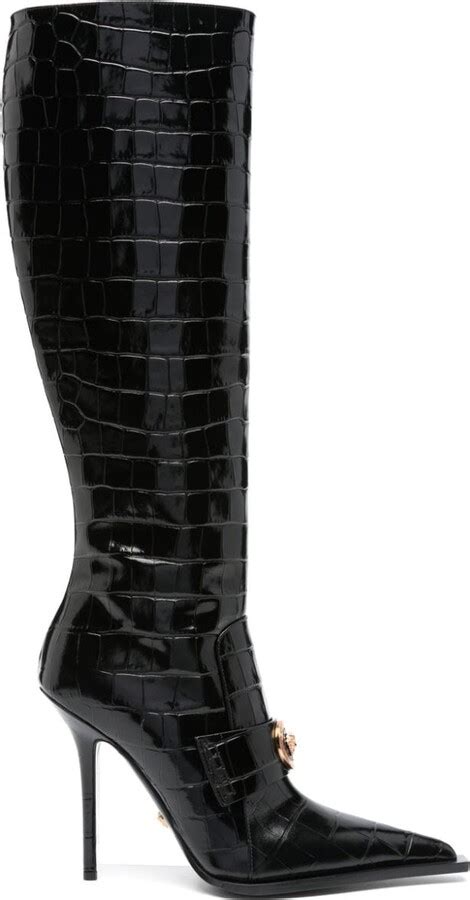 versace crocodille embossed military boot|Versace Vagabond croco.